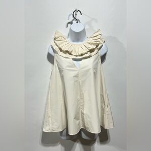 Psophia Tafetta Blouse‎ In Ivory with detachRuffled Collar Size XS New With Tags
